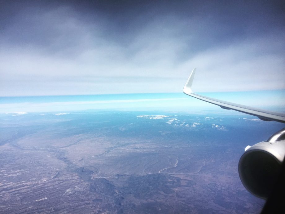 over New Mexico in a plane